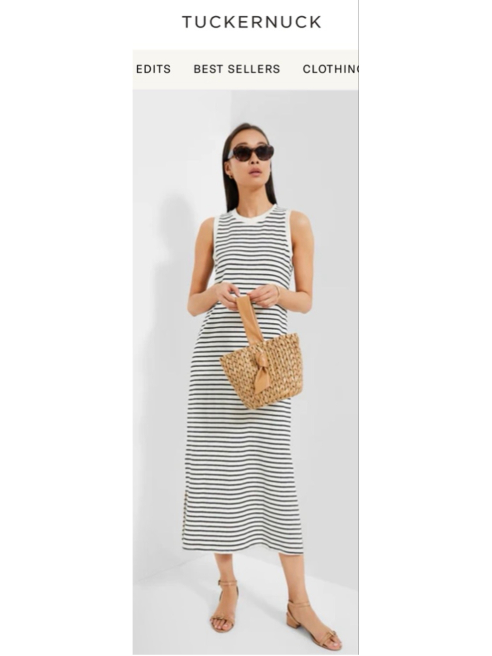 Tuckernuck POMANDER PLACE Navy Stripe Sleeveless Gio Maxi Dress M NWT Sold Out!